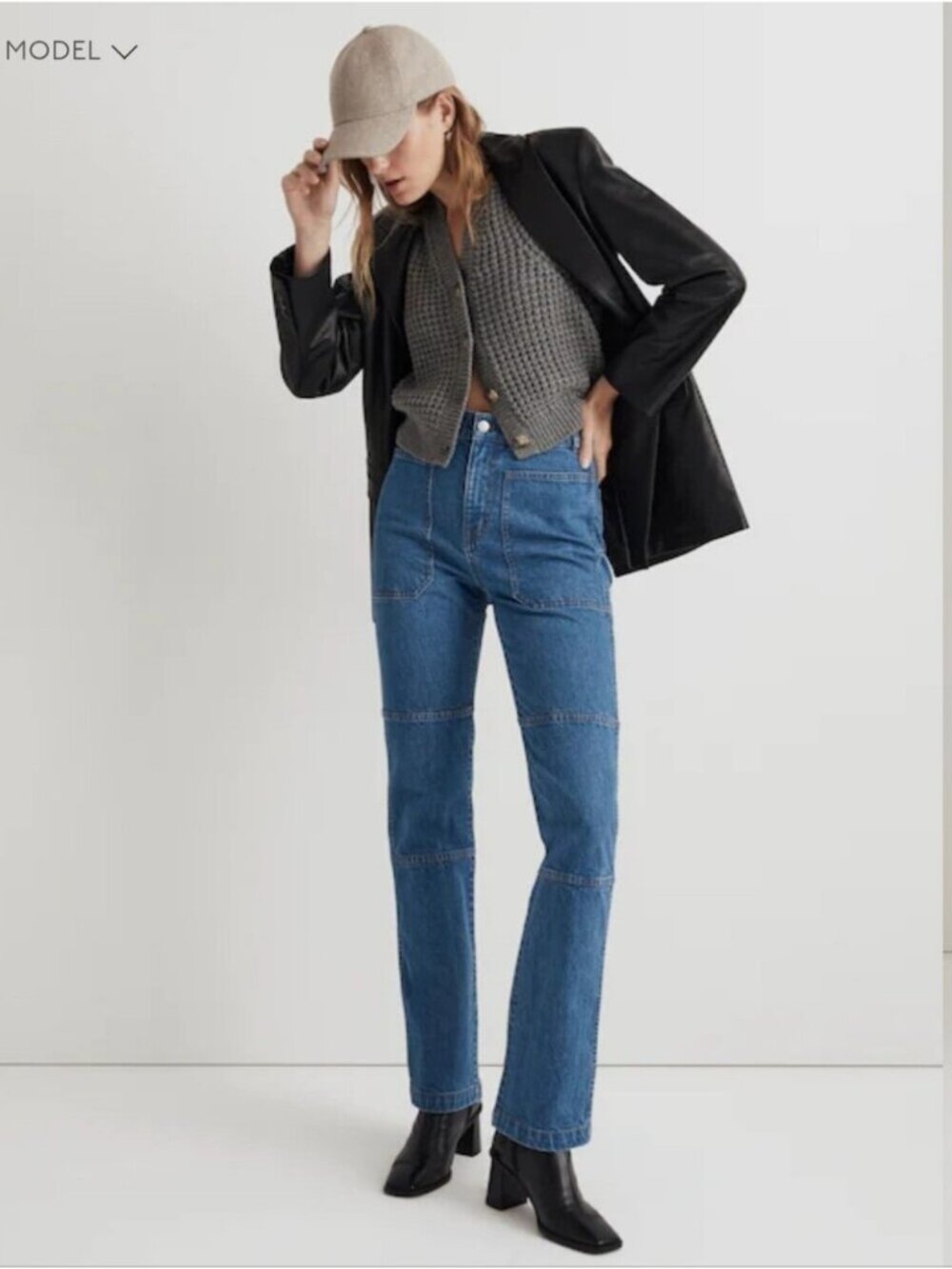 Madewell Petite 90s Straight Utility Jeans In Bright Med Blue Fenwood Wash | 23P